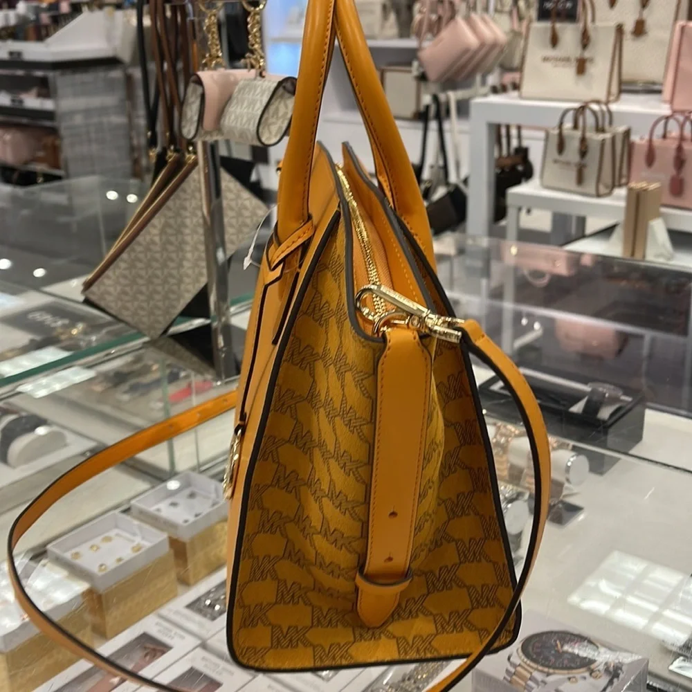 Michael Kors Avril Large Top Zip Satchel Shoulder Bag Honeycomb